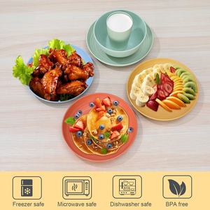 Ensemble de vaisselle incassable tasses de cuisine assiettes bols ensembles lave-vaisselle micro-ondes assiettes sécurité blé paille vaisselle ensembles 16 pièces - Product Image 4