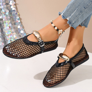 Nuove <span class=keywords><strong>Ballerine</strong></span> Estive con Design Moderno, Fodera in PU, Tomaia in Rete, Suola in Gomma, Tendenza Moda con <span class=keywords><strong>Cinturino</strong></span> a Fibbia per Donna, per Uso Esterno in Primavera - Product Image 3