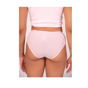 Culotte taille moyenne pour femme en coton imprimé rose avec ceinture élastique extensible et confortable, lingerie légère et confortable - Product Image 4