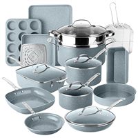 Ensemble de 12 casseroles et poêles antiadhésives avec revêtement en marbre, sans PFOA/PFOS/PTFE, poignées froides au toucher