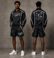 Ensembles assortis de survêtements pour hommes : vestes coupe-vent réfléchissantes en nylon ripstop léger et shorts de jogging, style streetwear personnalisé