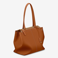 Sac fourre-tout de luxe en cuir véritable avec logo personnalisé, fermeture éclair, grande capacité, doublure en microfibre velours, motif uni décontracté, sac à bandoulière