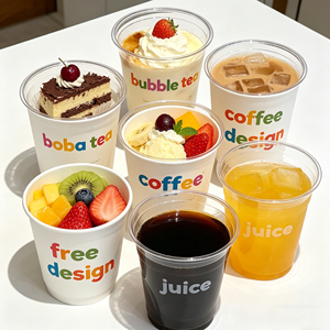 แก้วกาแฟพลาสติกแบบใช้แล้วทิ้งพร้อมฝาปิด พิมพ์โลโก้ได้ตามต้องการ ผลิตจากวัสดุ PET PP ขนาด 9 ออนซ์ 8 ออนซ์ แก้วช็อตขนาดเล็ก - Product Image 1