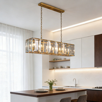 Lustre suspendu en verre moderne de luxe pour salle à manger et îlot de cuisine, éclairage rectangulaire suspendu avec base d'ampoule E14
