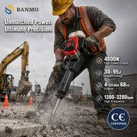 BANMO Briseur de béton sans fil à gaz, brise-roche portable, énergie d'impact 30-95J, moteur 4 temps 68cc, pour carrière