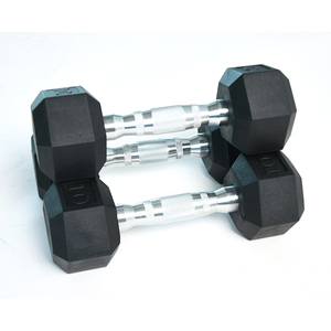 Custom Logo Hexagonal Dumbbell <strong>Set</strong> with Rubber Wrapped Solid <strong>Weights</strong> for Gym Use - Product Image 1