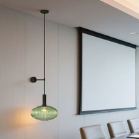 Lampe suspendue LED en verre de style nordique moderne, design japonais, créative, rayée, 3000K, pour restaurant, avec petites touches en fer