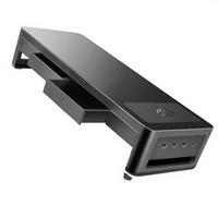 Monitorstandaard met USB 3.0 Hub, draadloze oplaadpad, bureau-organizer, lade en computerlaptophouder voor thuiskantoor