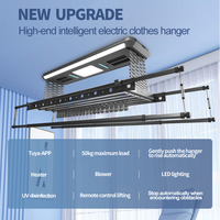 Séchoir à Linge Intelligent Plafond Automatique Électrique Pliant 5 Pôles avec Super Puissance de Vent 10M/S et 4 Souffleurs pour Intérieur