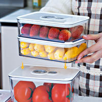 Boîte de rangement pour fruits et légumes pour réfrigérateur, empilable, transparente, avec valve d'aération