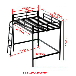 Modern Minimalist Wrought Iron Frame <strong>Bed</strong> Queen <strong>Bunk</strong> <strong>Bed</strong> for Adults with Storage Twin <strong>Bed</strong> Loft - Product Image 5
