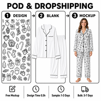 Ensemble de pyjama personnalisé noir et blanc de Noël en tricot avec col cranté, polyester, pour femmes, écologique et respirant