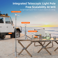 Lanterne de camping LED télescopique pliable, torche détachable, lampe de poche rechargeable, étanche IP65, en acier inoxydable, pour tente extérieure