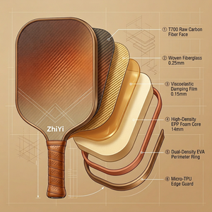 Raquette <span class=keywords><strong>de</strong></span> pickleball thermoformée Desert Dusk Gen-5, fibre <span class=keywords><strong>de</strong></span> carbone T700, revêtement grainé, mousse EPP 16 mm, haute rotation, série Lifestyle - Product Image 3