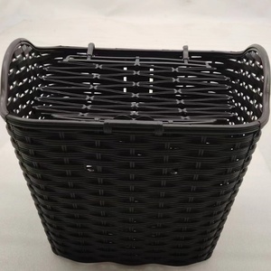 Cesta de la compra de coche y <span class=keywords><strong>bicicleta</strong></span> eléctrica de Material de ratán de imitación negro grueso con cesta tejida cuadrada - Product Image 1