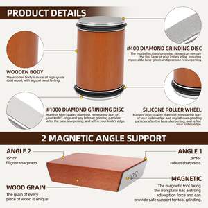 Aiguiseur de couteaux magnétique à deux angles, pierre à aiguiser diamantée, grain moyen, base antidérapante durable, outil d'affûtage rapide pour chef cuisinier - Product Image 3