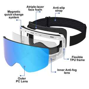 סקי משקפי מגן ce uv400 הגנה על סנובורד סקי משקפי מגן מראה עדשות מקוטבות אנטי ערפל ספורט בטיחות משקפי מגן לוגו מותאם אישית - Product Image 2