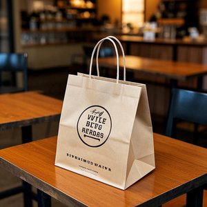 Sacchetti di Carta Kraft Riciclabili con Logo Personalizzato, Stampa Offset, per Asporto Alimentare e Supermercato, Certificati ISO14001 - Product Image 2