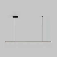 Lampe à suspension moderne à longue bande Luminaire de table à manger en aluminium Lustre LED linéaire pour bureau Cuisine Îlot Bar Éclairage
