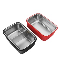 Nueva llegada rojo y negro contenedor de almacenamiento de alimentos de oficina fiambrera de acero inoxidable