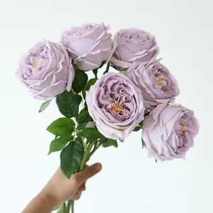 Rose artificielle David Austin de haute qualité, en latex, effet toucher réel, blanche et rose, pour la décoration de mariage et de fête - Product Image 4