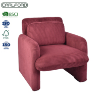 Fauteuil d'appoint moderne en velours côtelé avec dossier haut, fauteuil de loisirs rembourré, siège occasionnel pour chambre à coucher, salon, hall d'hôtel