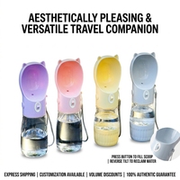 Bouteille d eau portable pour animaux 2 en 1 eau et distributeur de nourriture etanche forme oreille de chat pour promenade
