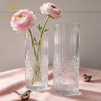 Vases en verre hauts et grands en gros pour fleurs, design nordique minimaliste, vase de table, accessoires de décoration intérieure, cadeau