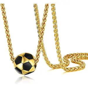 Popular new design Stainless steel Jewelry Football Pendant Necklace Punk Messi for gift Men's Jewelry