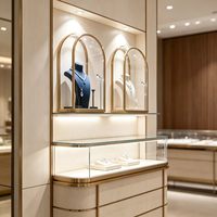 Vitrine à bijoux en verre avec éclairage LED en bois, couleurs personnalisables - Écologique et durable pour les comptoirs de magasin - GZowin