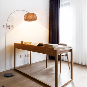 Lampadaire en bambou et <span class=keywords><strong>rotin</strong></span>, grand abat-jour unique en bambou, avec ampoule, hauteur réglable, éclairage <span class=keywords><strong>sur</strong></span> <span class=keywords><strong>pied</strong></span> pour la maison et l'hôtel - Product Image 4