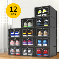 Boîtes de rangement pour chaussures en plastique transparentes, anti-poussière, empilables et détachables pour l'organisation du salon