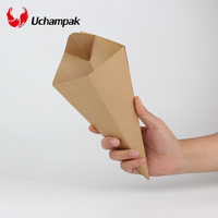 Boîte d'emballage en papier kraft triangulaire pour frites, gaufres et chips, avec logo personnalisé et taille sur mesure, résistante à l'huile