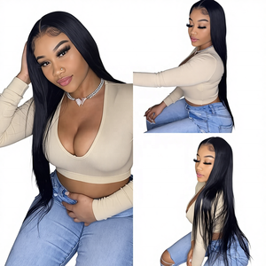 วิกผมแท้ Remy แบบผูกเชือกด้านหน้า 13x4 HD Lace ลอนบอดี้<span class=keywords><strong>เวฟ</strong></span> ความหนาแน่น 180% ขายส่ง ไม่ต้องใช้กาว แบบคาดศีรษะ ความยาวมาก ไซส์เล็ก/ใหญ่ - Product Image 3