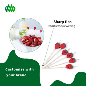 Diseño novedoso Fresas Rojas Bambú ecológico natural Brocheta de cuentas artesanales Pequeños palitos de frutas de Bambú - Product Image 2