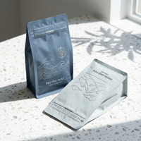 Sacs d'emballage de café noir et vert, spéciaux usine, refermables avec fermeture éclair, pochettes imprimées sur mesure pour grains, sacs de café à huit soudures latérales