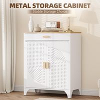 Armoire de rangement en métal moderne à 2 étagères avec tiroir, armoire en acier robuste pour la maison, le bureau, l'hôtel, l'entrée, la cuisine
