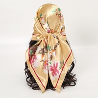 Écharpe carrée en satin pour femme, effet soie |   Bandana vintage imprimé et uni pour cheveux, tête, cou, à porter au quotidien