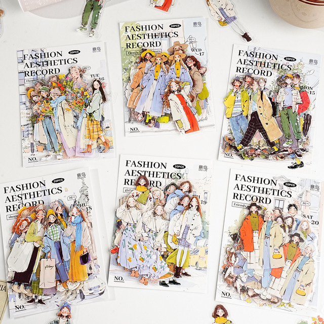 20 Stickers Per Pack Style Aesthetics Collection Series Character-themed Planner Decoration Stickers
