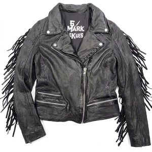 Chaqueta de Motociclista BRR EXIM Clásica de Cuero Negro, Impermeable y Resistente al Viento, con Cierre de Botones de Cuerno, Personalizable para Mujer - Product Image 1
