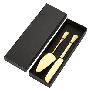 2 Pcs Cake Cutting <b>Set</b> Stainless Steel Cake Knife and Spatula for Pastry Pizza Creative <b>Baking</b> Household Butter Spatula Gift Box - Product Image 3