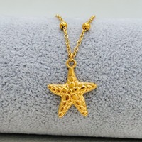 Colliers étanches anti-décoloration en acier inoxydable avec perles dorées et breloques marines pour tenues de vacances en bord de mer