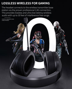 <span class=keywords><strong>Casque</strong></span> de jeu sans fil ZFX/ODM/OEM 2.4G+BT avec dongle, microphone enfichable, son virtuel 7.1 - Product Image 4