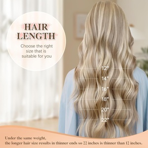 FUBILI 16 pouces 100g Double trame brésilienne Remy Extensions 7 pièces femmes <span class=keywords><strong>blond</strong></span> clair mis en évidence <span class=keywords><strong>blond</strong></span> <span class=keywords><strong>doré</strong></span> Clip-In <span class=keywords><strong>naturel</strong></span> - Product Image 2