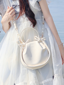 Trà Sữa Gấu ban đầu PU mềm nhăn mây Vai Crossbody Túi với zip đóng cửa ngọc trai giản dị JK Lolita Túi xách - Product Image 2