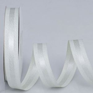 Ruban en satin tissé personnalisé élégant de 2,5 cm x 20 yards avec bordure en gros-grain or/argent pour bouquets de mariée et garnitures de vêtements - Product Image 4