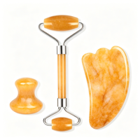 Planche de Guasha en Jaspe Jaune, Pierre de Guasha en Citrine, Outils de Massage en Cristal en Forme de Cœur pour le Drainage Lymphatique et la Sculpture Corporelle