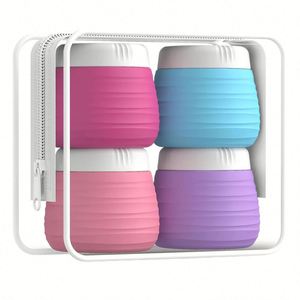 Kit de flacons de toilette personnalisés avec logo, avec couvercle à vis, boîte à crème pour le visage, récipients de voyage en silicone anti-fuite - Product Image 1