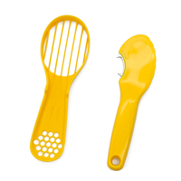 Sunwell Food Grade Handmatige 2-in-1 Multifunctionele Avocado Schil- en Snijder PP Plastic RVS Vaatwasserbestendig Groentegereedschap