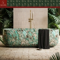 Muebles de Baño de Mármol Verde Amazon de Lujo GOLDKING, Grabado CNC, para Proyectos de Hoteles y Villas